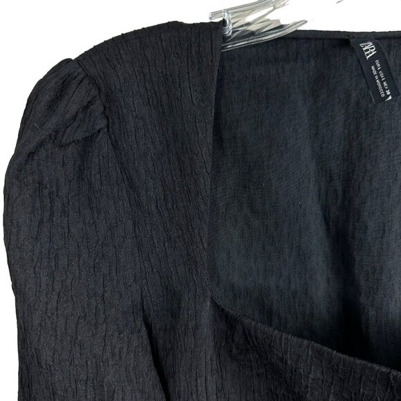 Zara Black Textured Bodysuit Top Square NecK Soft Small Size Large - Picture 6 of 15